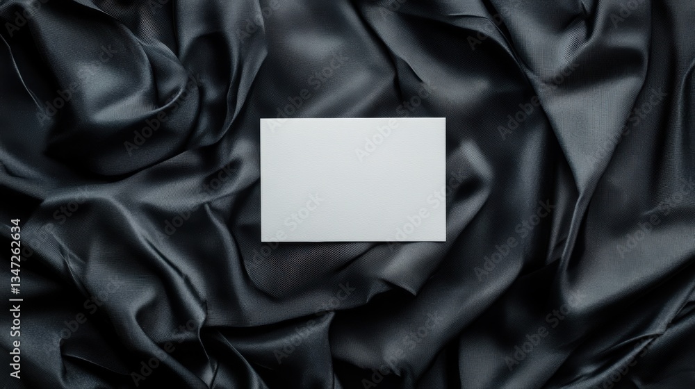 Blank card on black silk fabric Blank card on black silk fabric