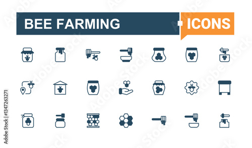 Bee Farming vector line icon set. Includes thin line symbols beekeeping, hive, bee, food and more. Honey And Bee icon set. Minimalist icons collection. Editable stroke vector art.