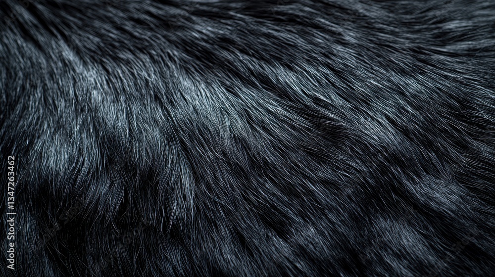 Fototapeta premium Close-up view of black fur texture highlighting its softness and sheen