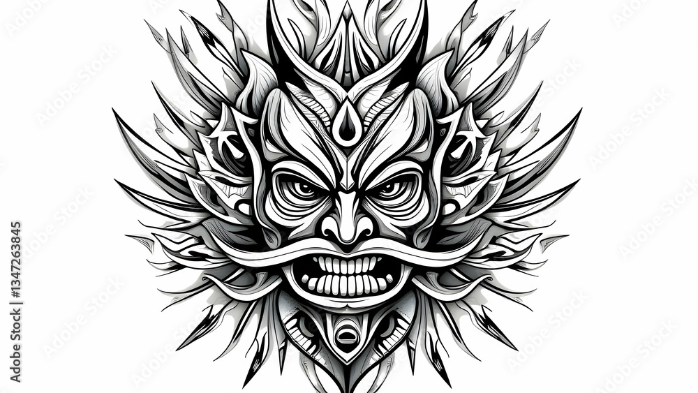 Fototapeta premium Tribal tattoo design in black and white line art