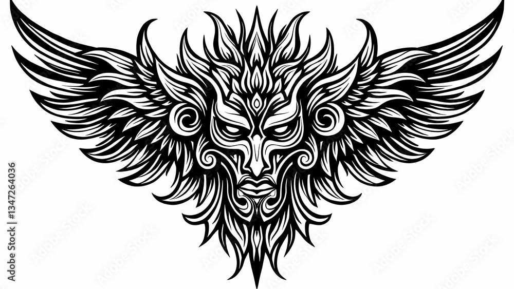 Obraz premium Tribal tattoo design in black and white line art