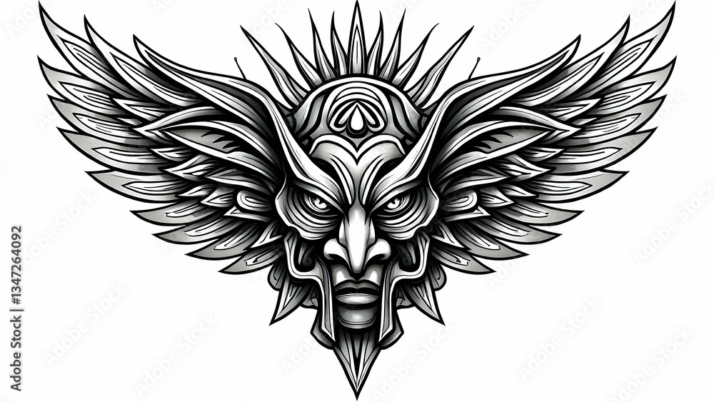 Obraz premium Tribal tattoo design in black and white line art