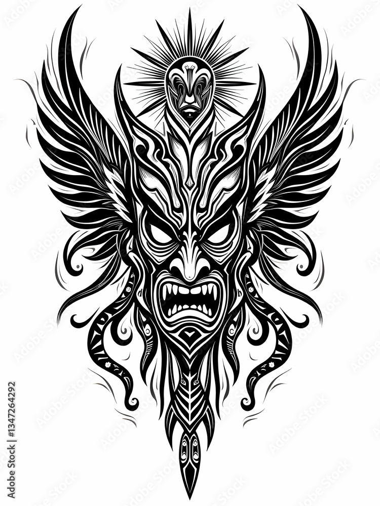 Fototapeta premium Tribal tattoo design in black and white line art