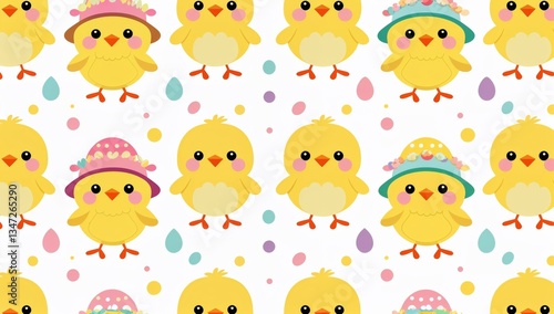 CUTE EASTER CHICKS PATTERN WALLPAPER WITH PASTEL COLORS