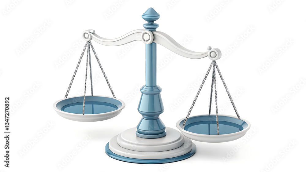 Elegant Blue and White Balance Scale Symbolizing Justice and Fairness in Legal Matters Elegant Blue and White Balance Scale Symbolizing Justice and Fairness in Legal Matters