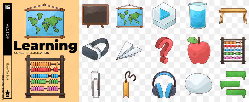 learning concept illustrations. Set of learning vector illustrations learning concept illustrations. Set of learning vector illustrations