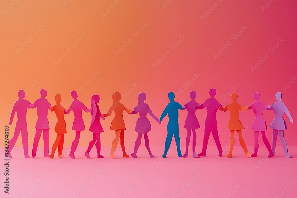 Pastel Paper People Figures Showing Partnership Pastel Paper People Figures Showing Partnership