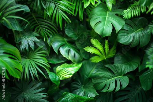 Vibrant green foliage in a tropical setting