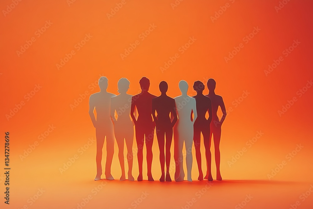 Obraz premium Pastel Paper People Standing Together Collaboration