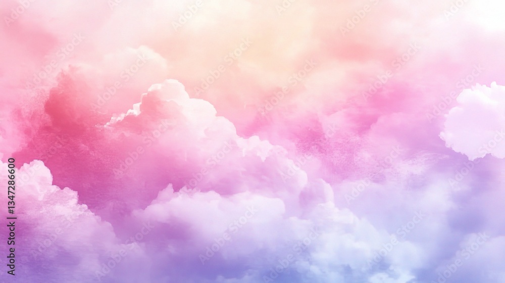 Fototapeta premium Soft Pastel Watercolor Clouds in Pink and Purple Background
