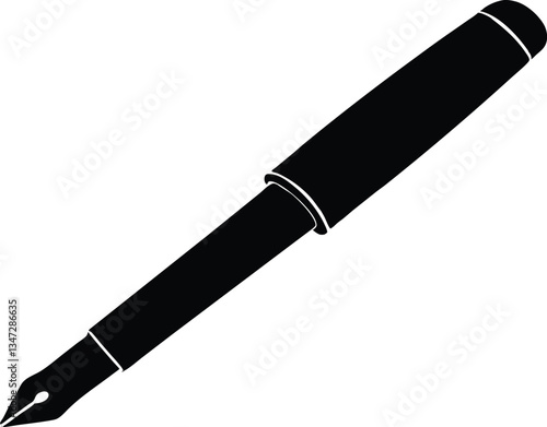 Fountain Pen  black silhouette  vector, Ink Pen clipart