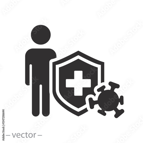 hygiene shield, man protection against the virus, bacterial prevention, flat vector illustration