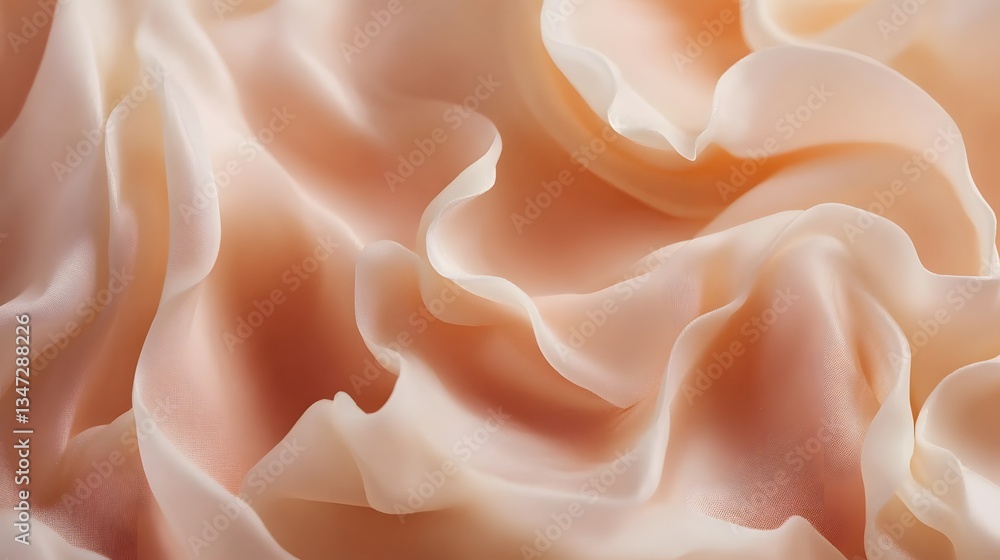 Fototapeta premium Delicate fabrics in flowing and undulating folds creating a soft texture