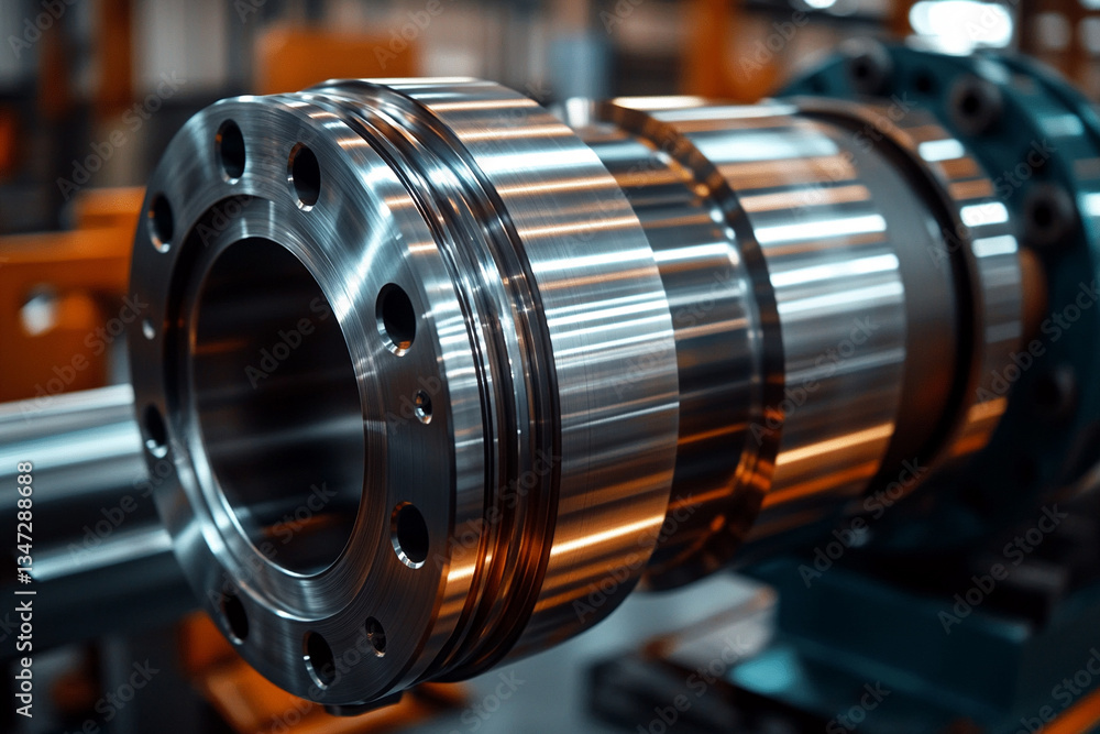 Fototapeta premium Metal component showcasing precision engineering at workshop