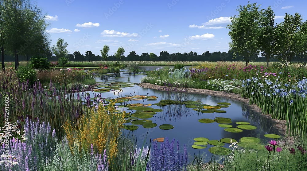 Fototapeta premium A digital simulation of a tundra ecosystem showing species interactions and adaptations to extreme cold conditions