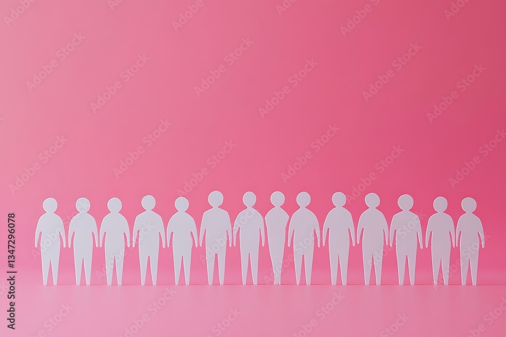 Pink Background Paper People Figures Unity Concept Pink Background Paper People Figures Unity Concept