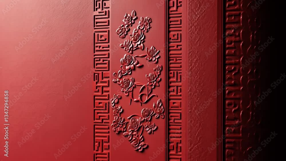 Chinese Red Relief Panel Design Chinese Red Relief Panel Design