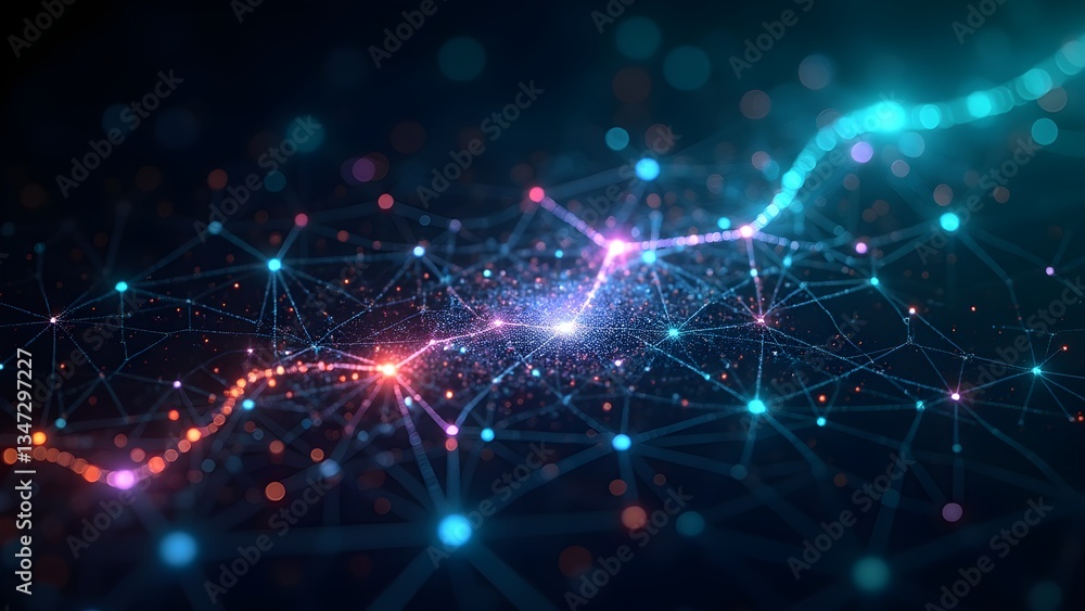 Fototapeta premium Abstract glowing network background featuring data connections for technology and innovative concepts