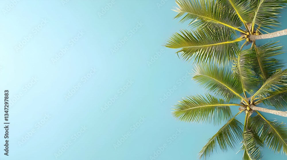 Tropical Palm Trees Against Light Blue Sky Tropical Palm Trees Against Light Blue Sky