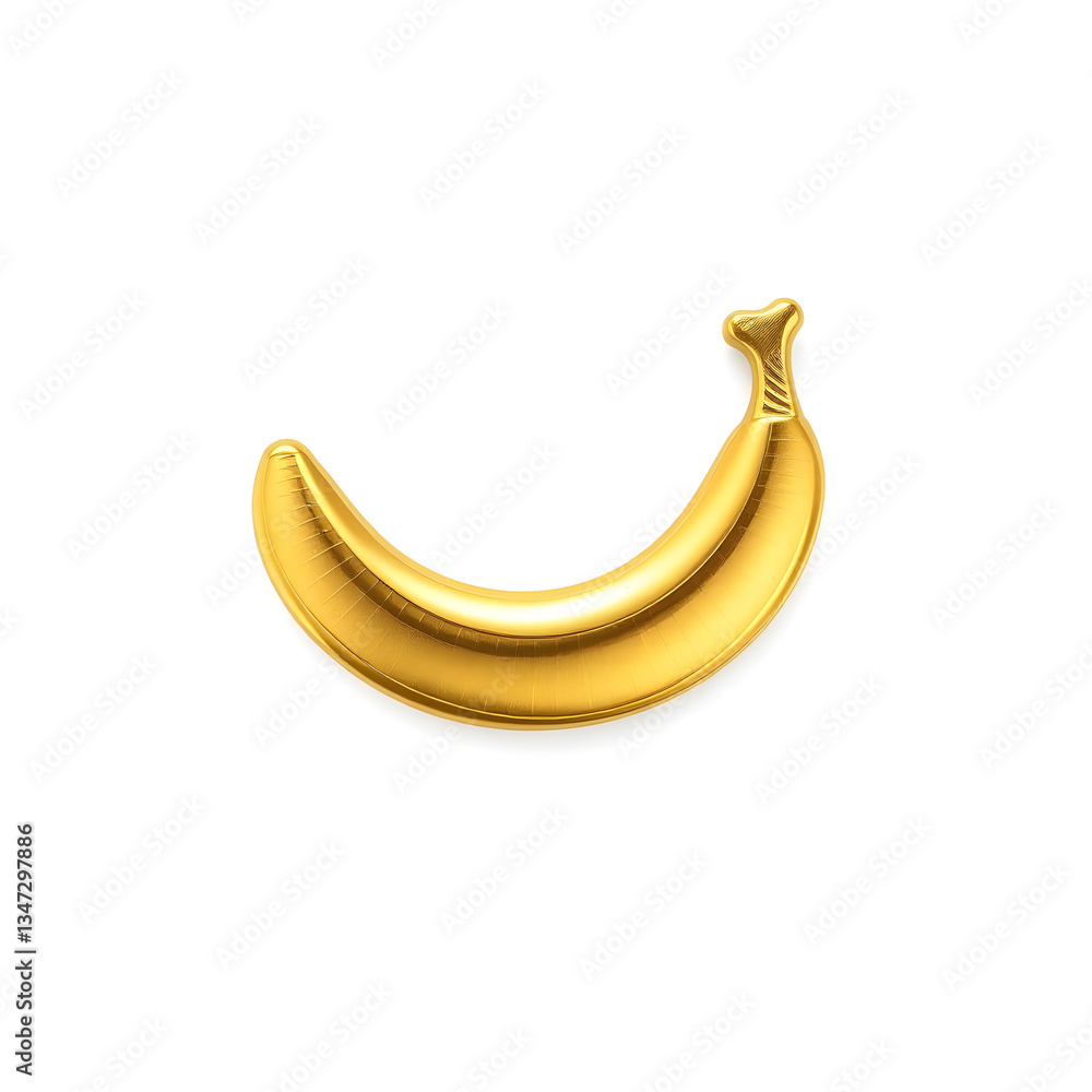 Banana gold metal icon on white background. Generative AI Banana gold metal icon on white background. Generative AI