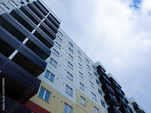 Wallpaper Mural Apartment building with balcony and windows. Construction of apartment building, sale of apartments, mortgage. Torontodigital.ca