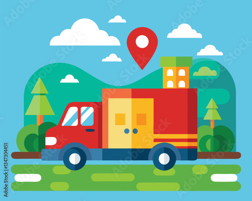 Delivery Truck on the Road. Fast and Reliable Shipping