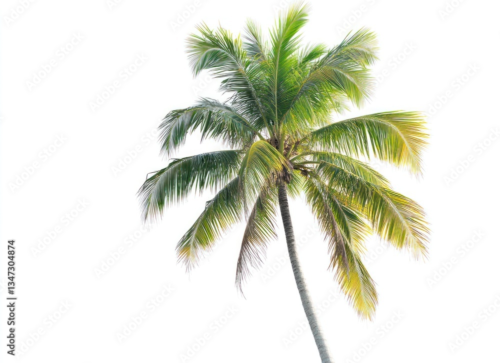 Naklejka premium Isolated Palm Tree with Green Fronds Against White Background for Design