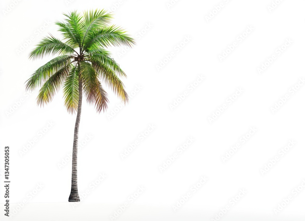 Obraz premium Isolated Palm Tree on White Background, Summer Vacation Concept