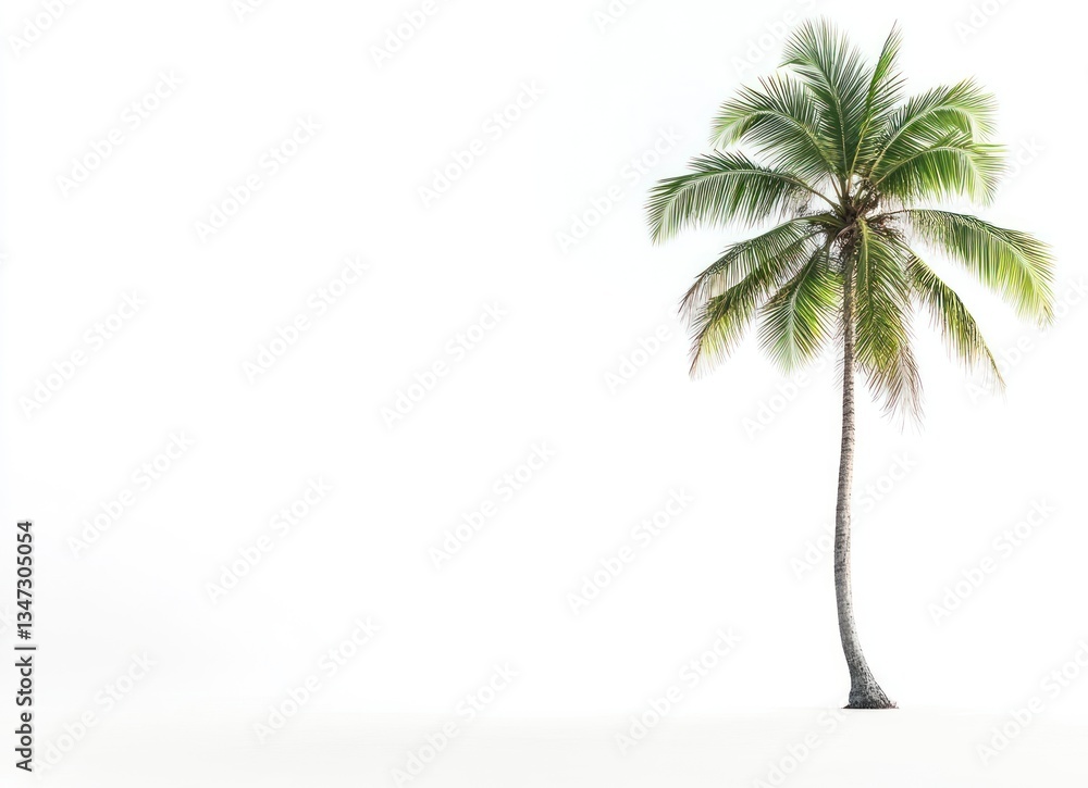 Obraz premium Single Palm Tree Stands Alone Against a Bright White Background