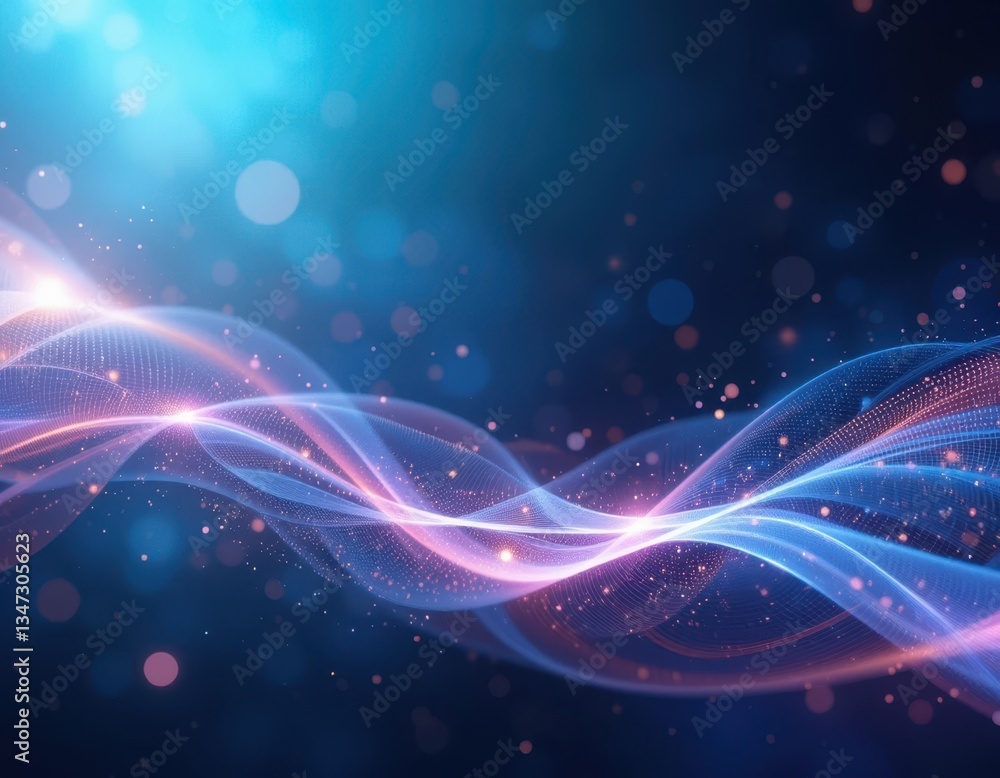 Fototapeta premium Dynamic waves of light abstract digital art virtual environment bright colors conceptual design