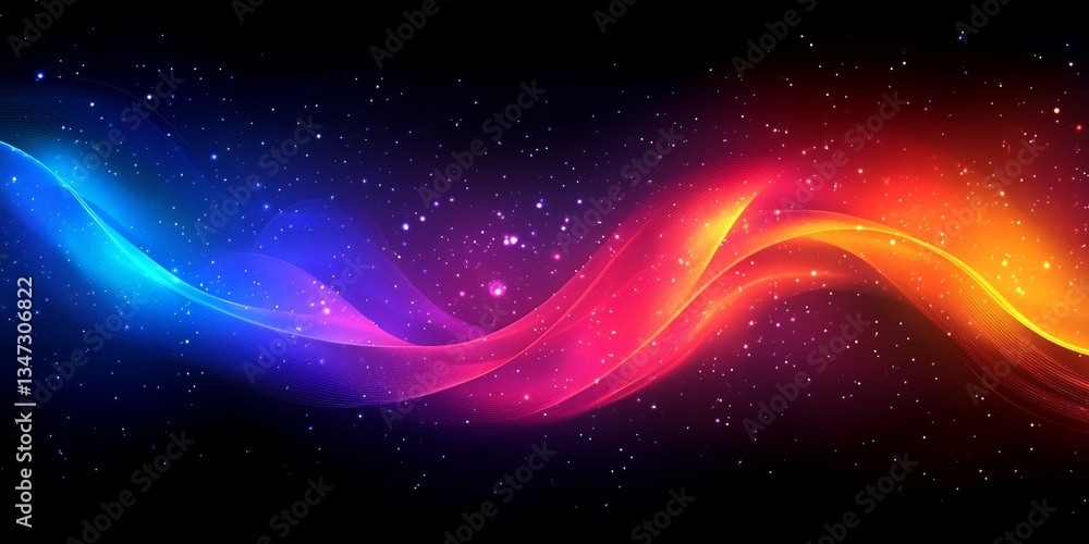 Fototapeta premium Abstract Colorful Waves Digital Art Background Design Modern Vibrant Energy Flowing Galaxy Space Red