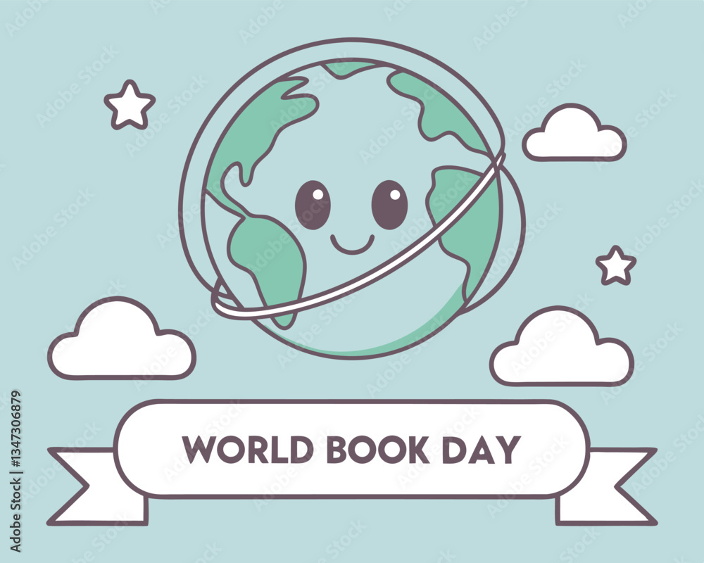 Celebrate World Book Day with this adorable cartoon Earth illustration, emphasizing global literacy and the joy of reading for everyone. Celebrate World Book Day with this adorable cartoon Earth illustration, emphasizing global literacy and the joy of reading for everyone.