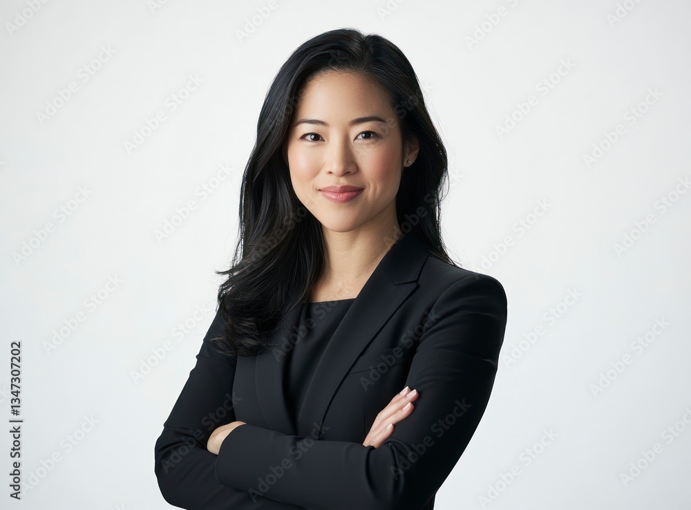 Confident Asian Woman in Business Suit with Arms Crossed Smiling Portrait Confident Asian Woman in Business Suit with Arms Crossed Smiling Portrait