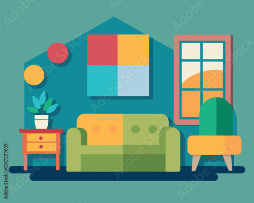 Modern Living Room Interior Design Illustration