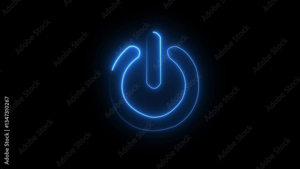 Glowing neon cyan color power button sign icon. power button on off icon animation .Neon power reset button sign animation. Glowing neon cyan color power button sign icon. power button on off icon animation .Neon power reset button sign animation.