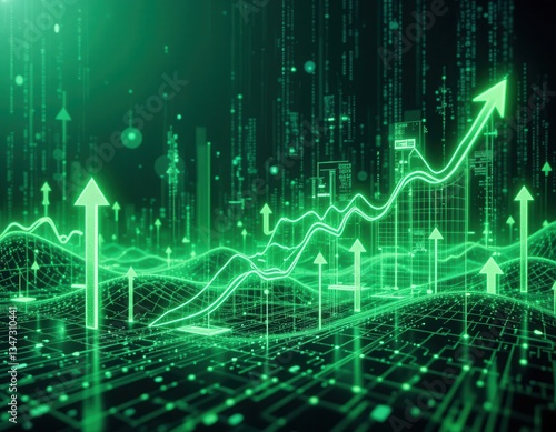 Wallpaper Mural Analyzing digital growth trends through data visualization business sector infographic futuristic abstract concept Torontodigital.ca