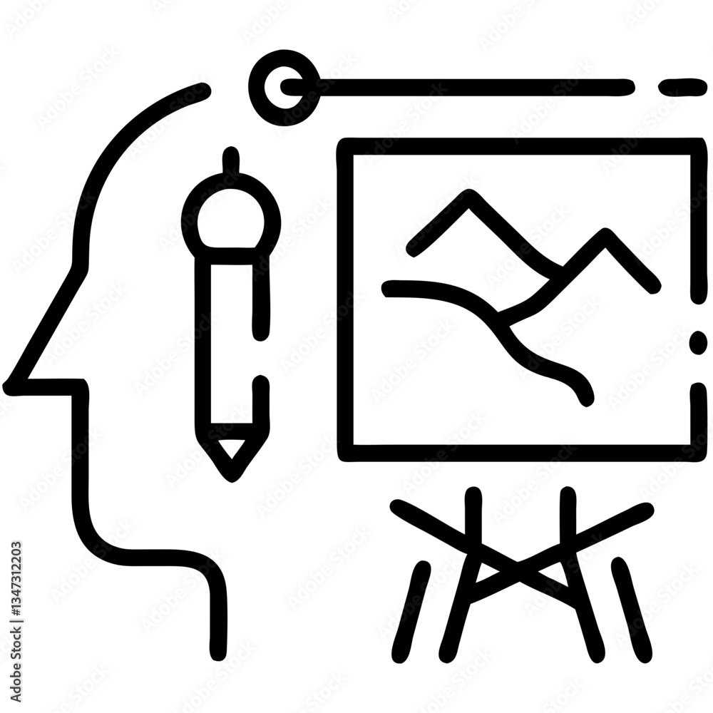 Fototapeta premium Creative process with pencil and canvas in abstract style, Artistic expression