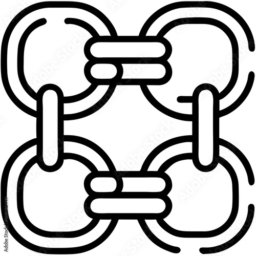 Linked chain illustration in minimalist style, Interlinked rings