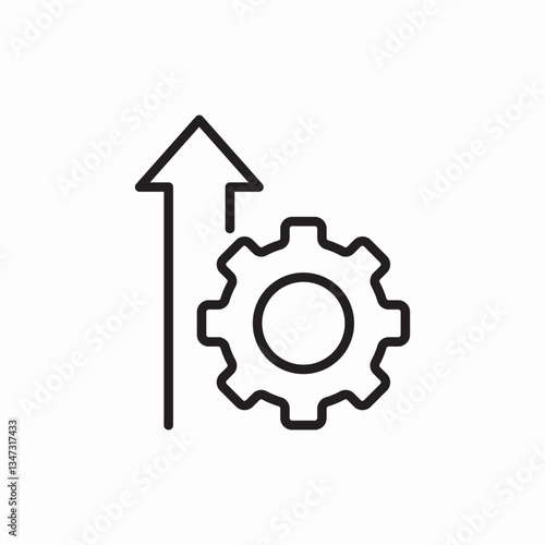 arrow up process gear settings icon vector sign