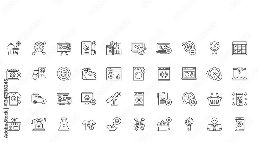 A comprehensive collection of clean line icons depicting diverse business and marketing concepts, showcasing efficiency and modern design with a minimalist aesthetic. A comprehensive collection of clean line icons depicting diverse business and marketing concepts, showcasing efficiency and modern design with a minimalist aesthetic.