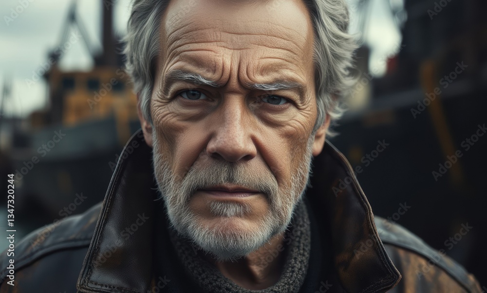 Elderly man with intense gaze Elderly man with intense gaze