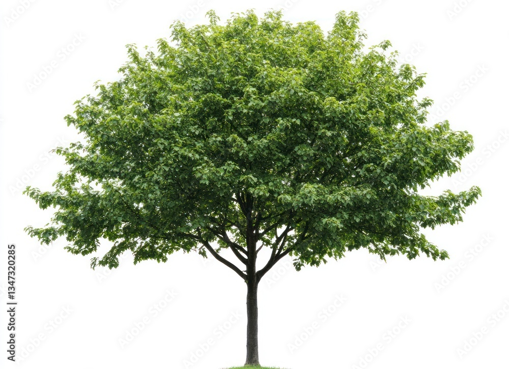 Fototapeta premium Isolated Green Tree with Full Foliage on White Background Studio Shot