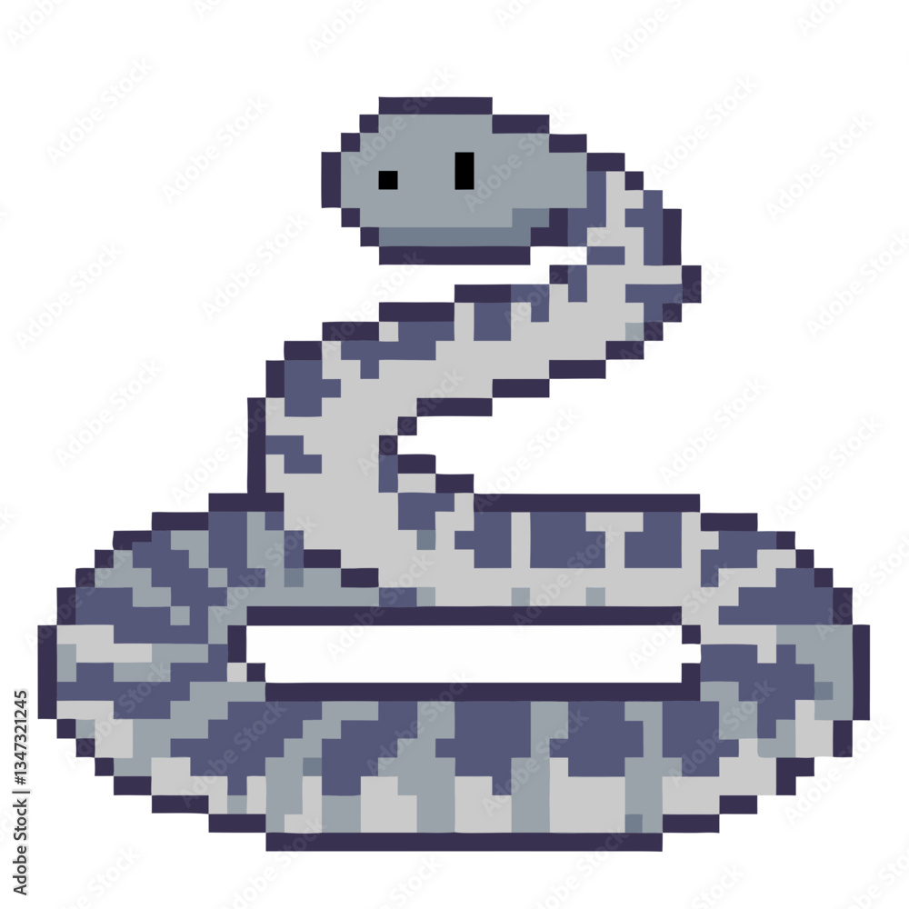 pixel art illustration of snake isolated on a white background pixel art illustration of snake isolated on a white background
