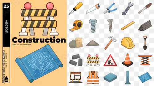 construction concept illustrations. Set of construction vector illustrations