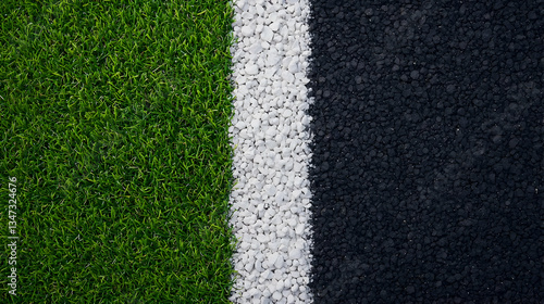 Wallpaper Mural Close Up Of Artificial Turf With White Line And Black Area Torontodigital.ca