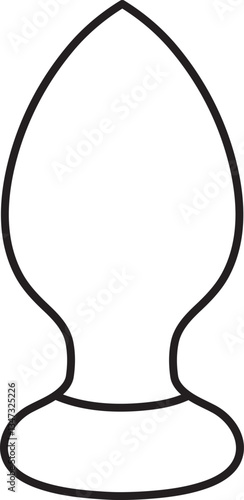 metal butt plug, adult sex toy, accessories for sex games and bdsm, linear black and white icons, doodle and sketch style, hand drawing