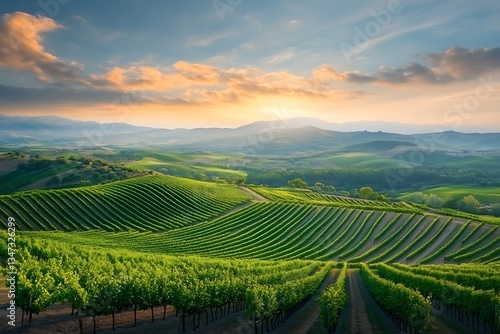 Wallpaper Mural Tuscan Vineyard Sunset Panorama. Torontodigital.ca