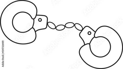 bdsm handcuffs, adult sex toy, accessories for bdsm sex games, linear black and white icons, doodle and sketch style, hand drawing