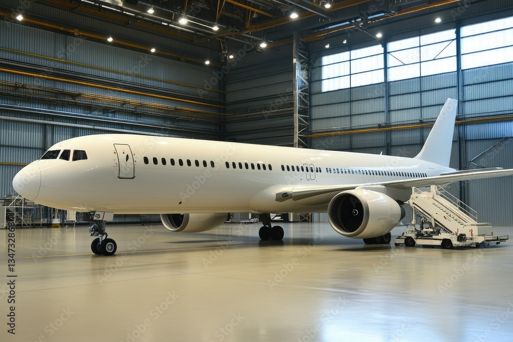 Profile View of a Sleek White Aeroplane Against a Clear Blue Sky Profile View of a Sleek White Aeroplane Against a Clear Blue Sky