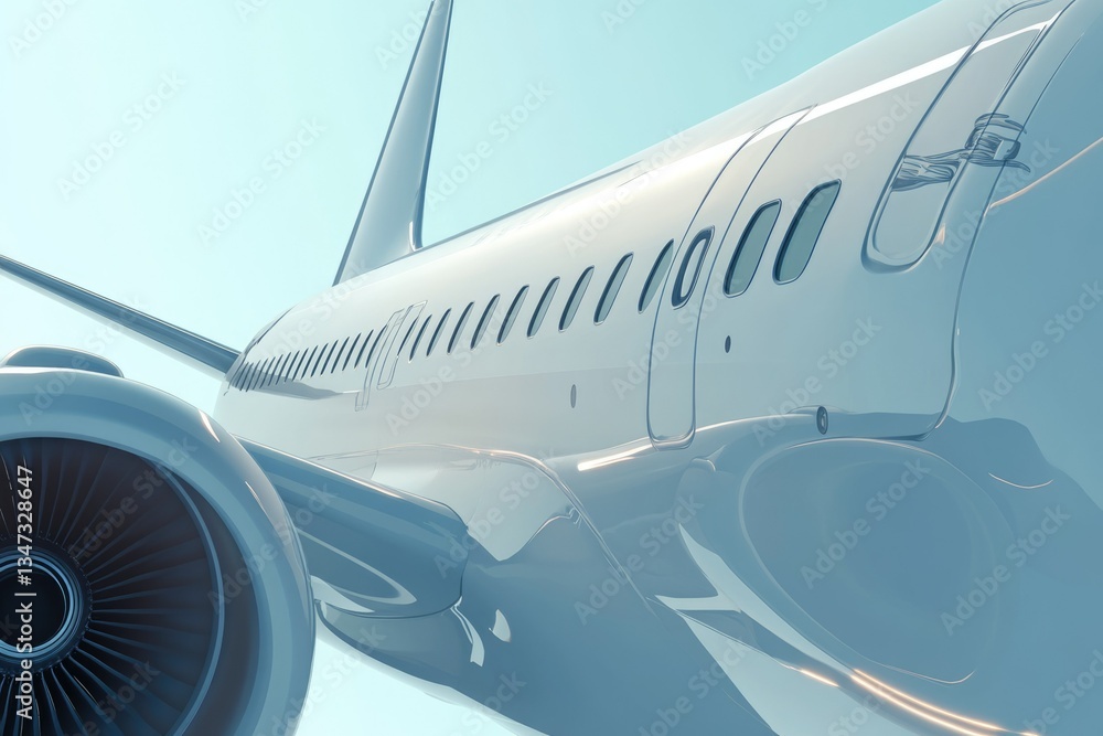 Fototapeta premium Profile View of a White Aircraft Showcasing Aeronautic Elegance in Flight